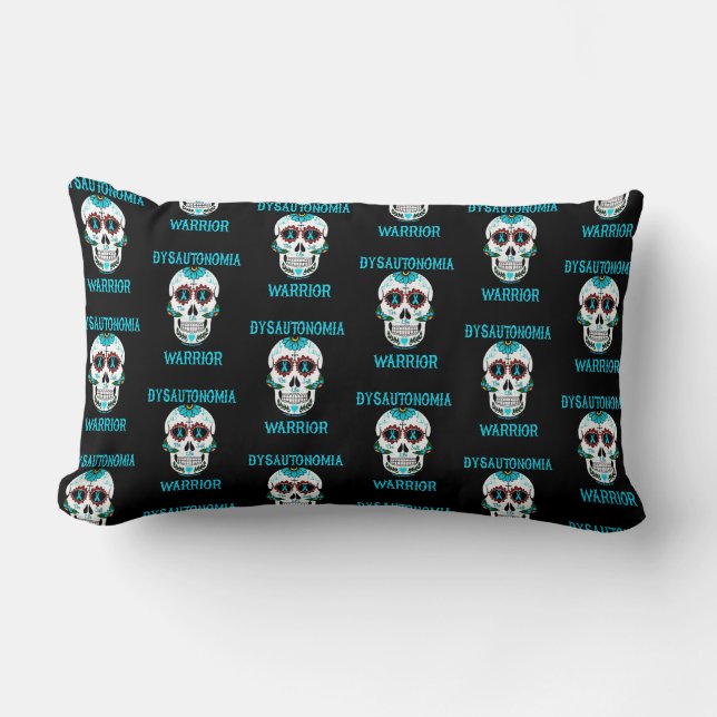 Coussin Rectangle Crâne de sucre/Guerrier...Dysautonomia (Recto)