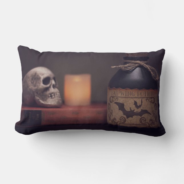 Coussin Rectangle Crâne éffrayant d'Halloween et Jug (Recto)