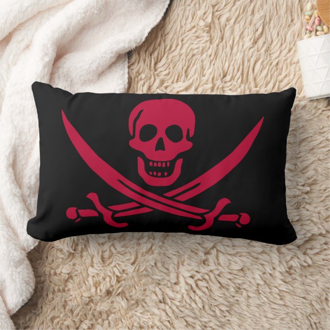 Coussin Rectangle Crâne et épées de Crimson Drapeau pirate de Calico (Couverture)
