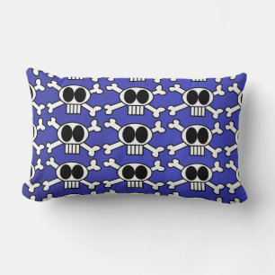 Coussin Rectangle Crâne et os croisés mignons avec de grands yeux no