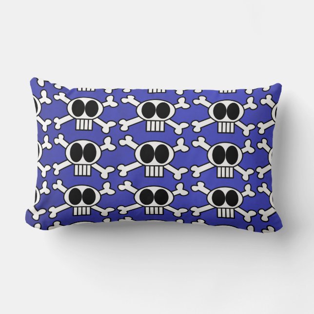 Coussin Rectangle Crâne et os croisés mignons avec de grands yeux no (Recto)