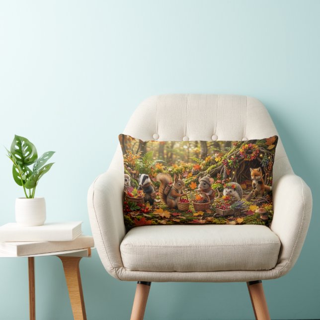Coussin Rectangle Créatures de la forêt Fantaisie de récolte automna (Chaise)
