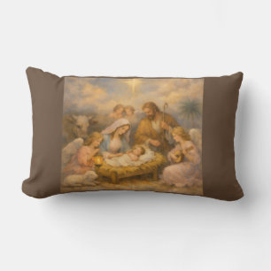 Coussin Rectangle Crèche avec des anges