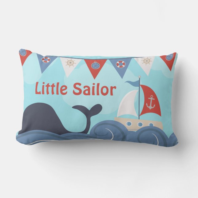 Coussin Rectangle Crèche nautique de baleine d'océan de plage de (Recto)