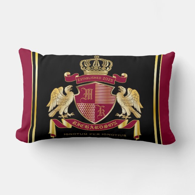 Coussin Rectangle Créez votre propre blason d'armoiries d'aigle roug (Recto)