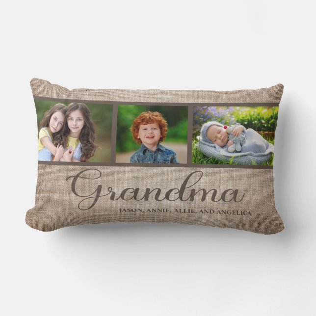 Coussin Rectangle Créez votre propre grand-mère 3 Photo Grandchild (Recto)