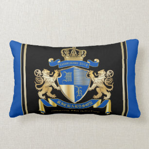 Coussin Rectangle Créez votre propre manteau d'emblème bleu de lion