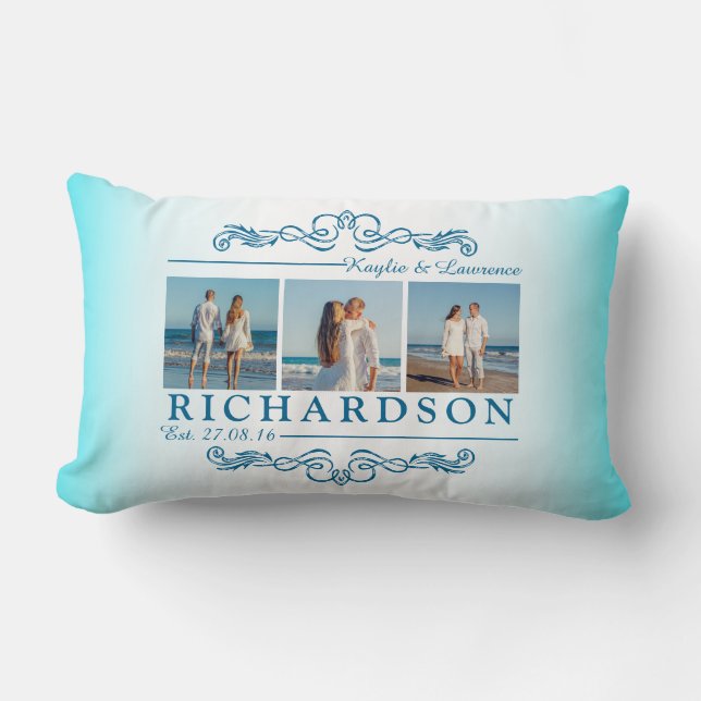 Coussin Rectangle Créez votre propre monogramme de mariage de plage (Recto)