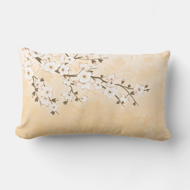Coussin Rectangle Crème beige de fleur de cerisier Asie florale (Recto)