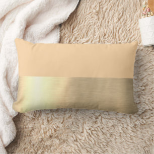 Coussin Rectangle Crème Beige Dorure Feuille Faux Rustique