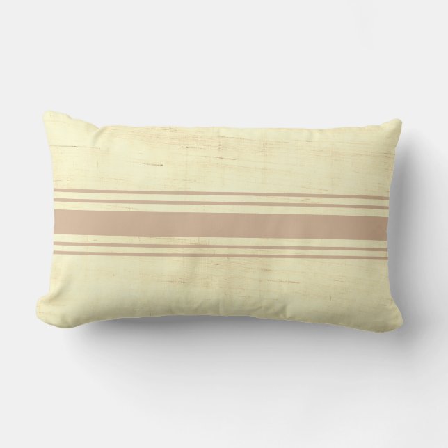 Coussin Rectangle Crème de sac à grains rustiques rayures beiges (Recto)