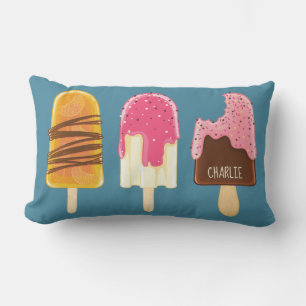Coussin Rectangle Crème glacée Popsicles nom personnalisé jeter des