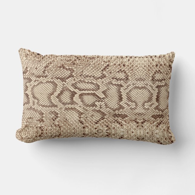 Coussin Rectangle Crème naturelle Beige Anaconda Exotic Snakeskin (Recto)