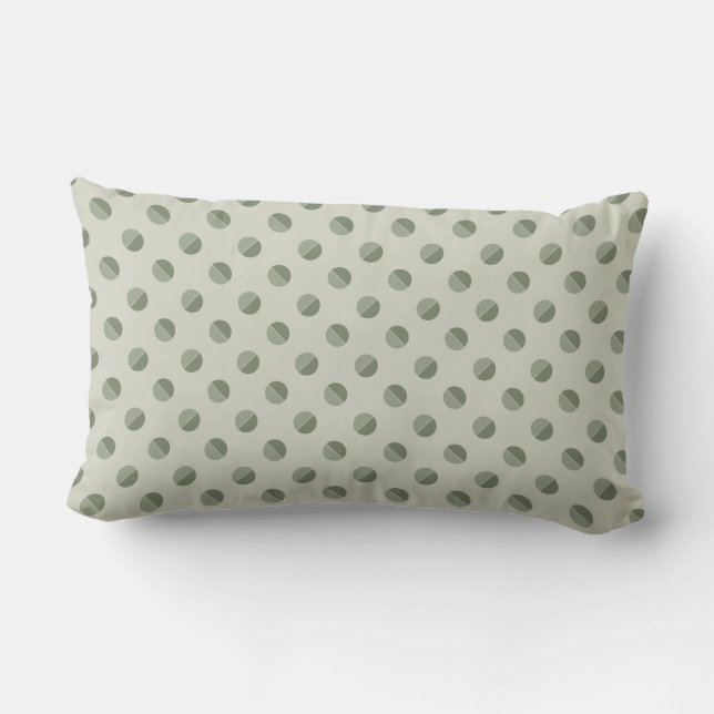 Coussin Rectangle Crème Sage et Tons Pie Polkadot (Verso)