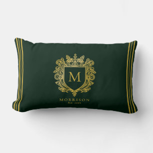 Coussin Rectangle Crest de monogramme d'or