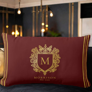 Coussin Rectangle Crest de monogramme d'or