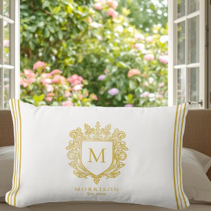 Coussin Rectangle Crest de monogramme d'or