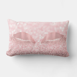 Coussin Rectangle Cristaux de Parties scintillant rose blanc