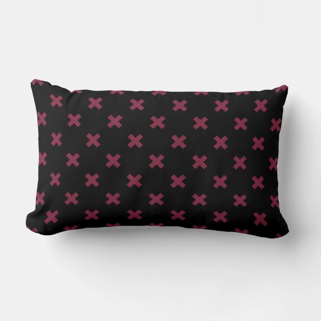 Coussin Rectangle Crochets Mulberry sur noir (Recto)