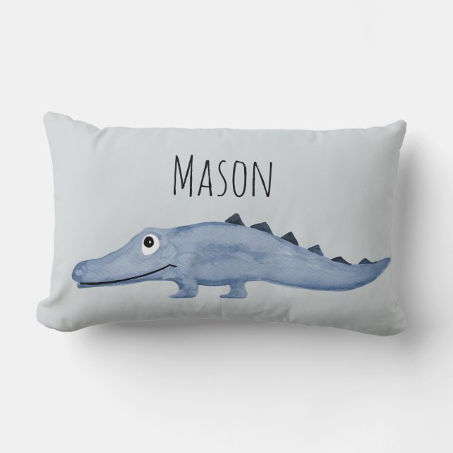Coussin Rectangle Crocodile Safari Baby Nursery Crocodile Blue Water (Recto)
