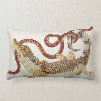 Coussin Rectangle Crocodile V. Snake Reptile 20" orange/rouge de