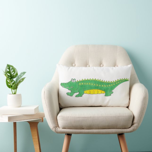 Coussin Rectangle Crocodile vert jaune d'alligator Gator Croc (Chaise)