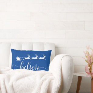 Coussin Rectangle Croire Fêtes de Noël bleues