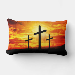 Coussin Rectangle Croix, Coucher de soleil Silhouettes Peinture-6713