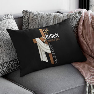 Coussin Rectangle Croix de Pâques vintage personnalisée Il est ressu