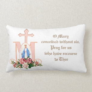 Coussin Rectangle Croix religieuse florale de la Vierge catholique