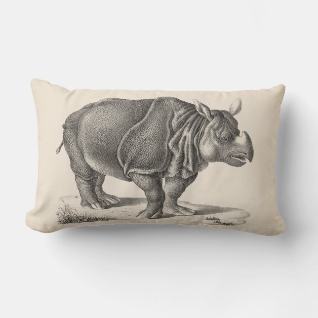Coussin Rectangle Croquis Brodtmann Rhinoceros (Recto)