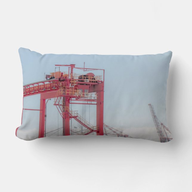 Coussin Rectangle Croquis de la grue portuaire industrielle (Recto)