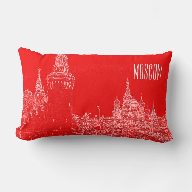 Coussin Rectangle Croquis rouge de la cathédrale St Basile de Moscou (Recto)