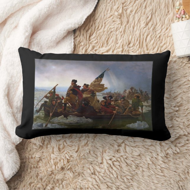 Coussin Rectangle Crossing Delaware 1776 : Général George Washington (Couverture)