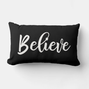 Coussin Rectangle Croyance de Black White Script