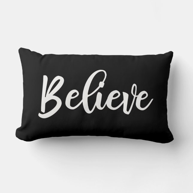 Coussin Rectangle Croyance de Black White Script (Recto)