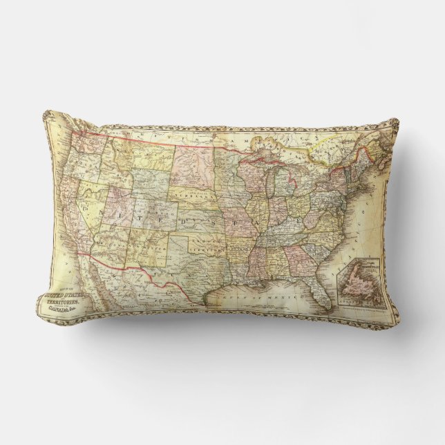 Coussin Rectangle Cru antique 1867 des Etats-Unis Amérique (Recto)