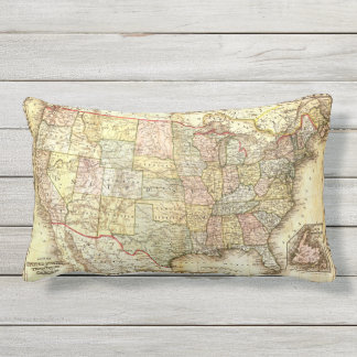 Coussin Rectangle Cru antique 1867 des Etats-Unis Amérique