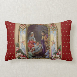 Coussin Rectangle Cru de Noël de nativité de Vierge Marie Jésus