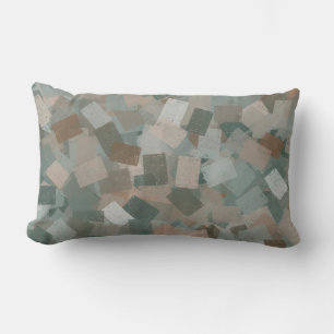 Coussin Rectangle Cubisme Abstrait Motif Vert Rose Brun