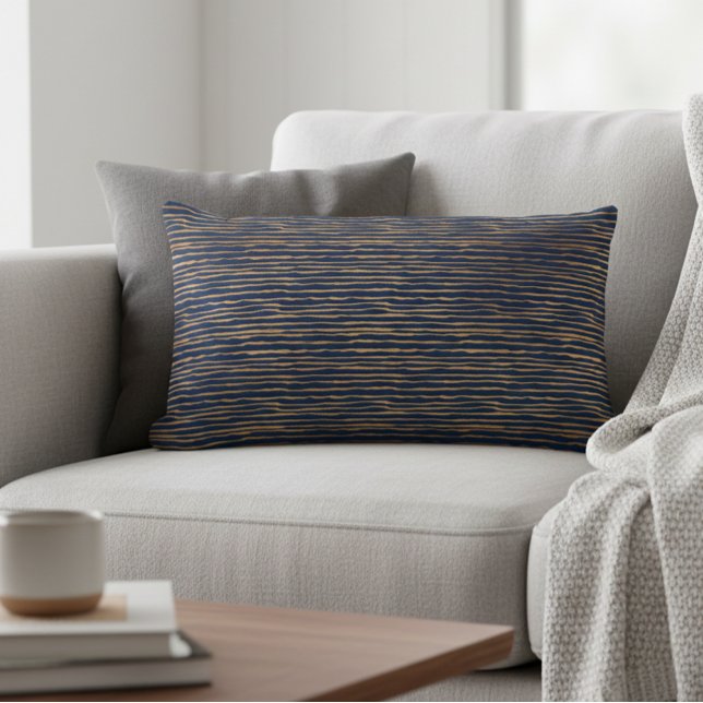 Coussin Rectangle Cuivre de la Marine Rayures modernes métalliques (Créateur téléchargé)