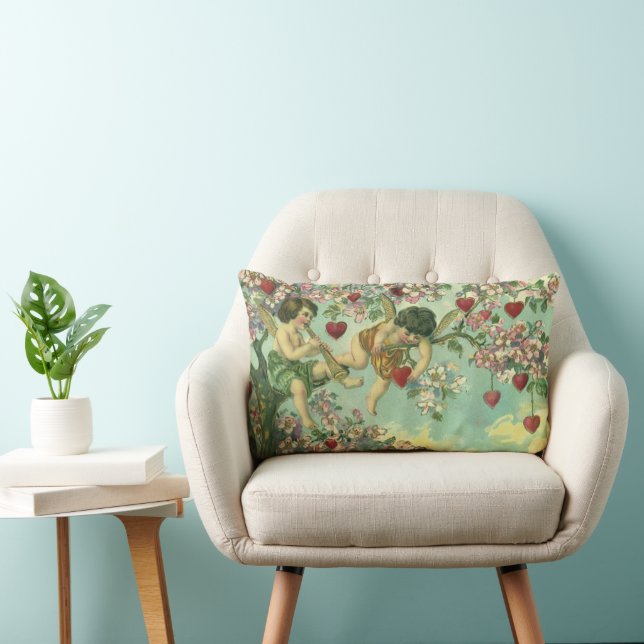 Coussin Rectangle Cupidons de la Saint-Valentin victorienne Arbre cœ (Chaise)