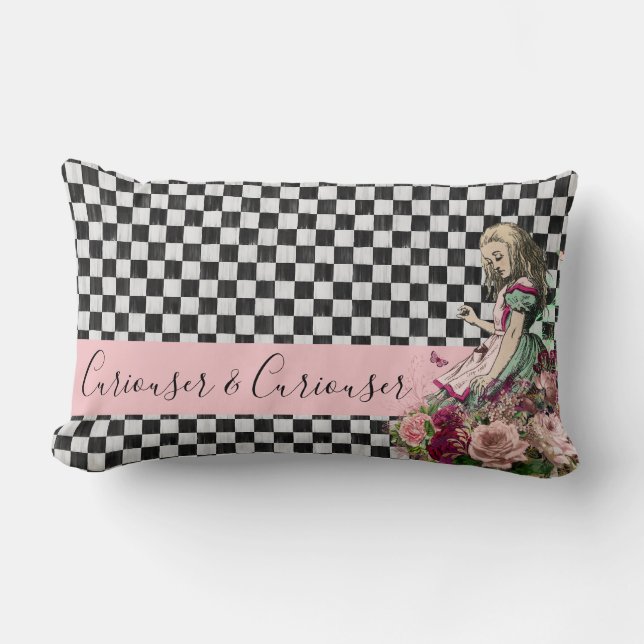 Coussin Rectangle Curiouser et Curiouser Alice au pays des merveille (Recto)
