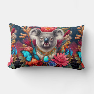Coussin Rectangle Cushion Koala Bear Australian Native Floral Design