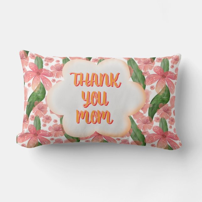 Coussin Rectangle Custom and personalized Thank You Mom Watercolor (Recto)