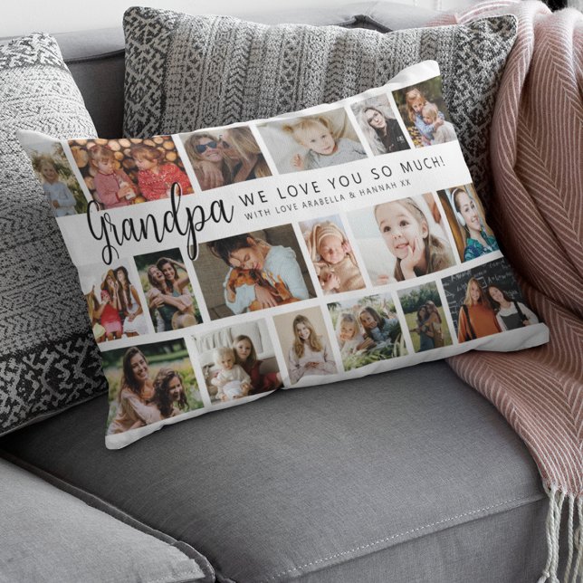 Coussin Rectangle Custom Daddy 18 Photo Collage (Créateur téléchargé)