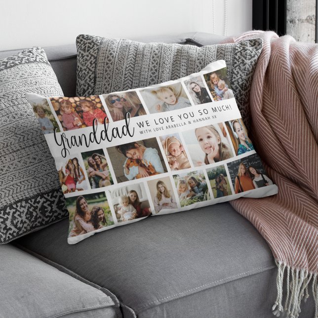 Coussin Rectangle Custom Grandad 18 Photo Collage (Créateur téléchargé)
