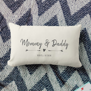 Coussin Rectangle Custom Modern Mommy & Daddy Nouveau cadeau Parents