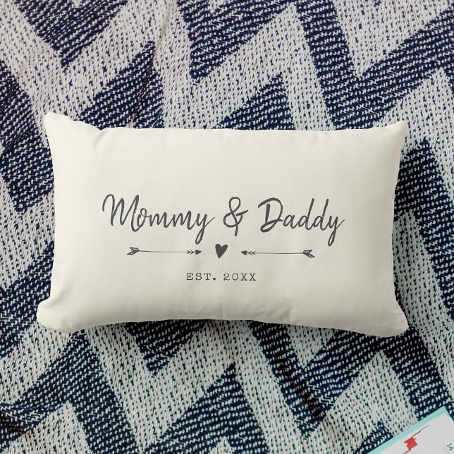 Coussin Rectangle Custom Modern Mommy & Daddy Nouveau cadeau Parents (Créateur téléchargé)