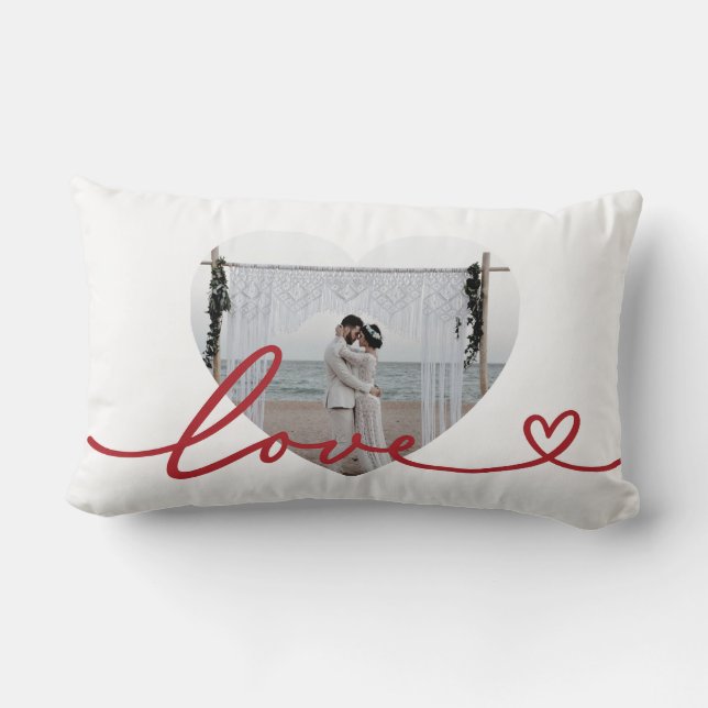 Coussin Rectangle Custom Valentine Heart Photo (Verso)